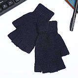 Чоловічі рукавички рукавиці з відкритими пальцями, темно-сірі, фото 5