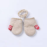 Рукавиці дитячі для новонароджених на мотузочці, рожеві, фото 2