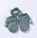 Рукавиці дитячі для новонароджених на мотузочці, рожеві, фото 4