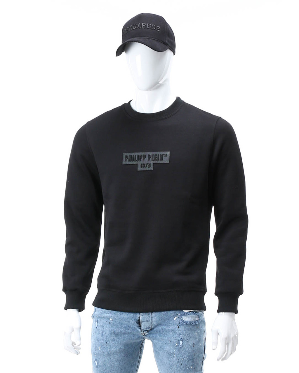 Світшот осінь-зима чорний PHILIPP PLEIN патчем No10 BLK M (Р) 20-556-003