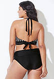 Стильний роздільний купальник на зав'язках, чорний з білою смужкою, фото 2