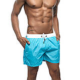Шорти чоловічі бірюзові спортивні з підкладкою і кишенями, фото 2