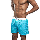 Шорти чоловічі бірюзові спортивні з підкладкою і кишенями, фото 3