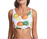 Купальник жіночий роздільний з високою талією і топ з принтом, зелений, фото 3