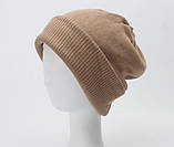 Шапка біні унісекс зимова двошарова тепла, темно-сіра, фото 7