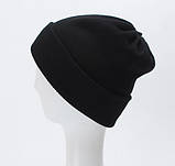 Шапка біні унісекс зимова двошарова тепла, темно-сіра, фото 4