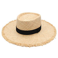 Шляпа женская соломенная летняя шляпа с черной лентой