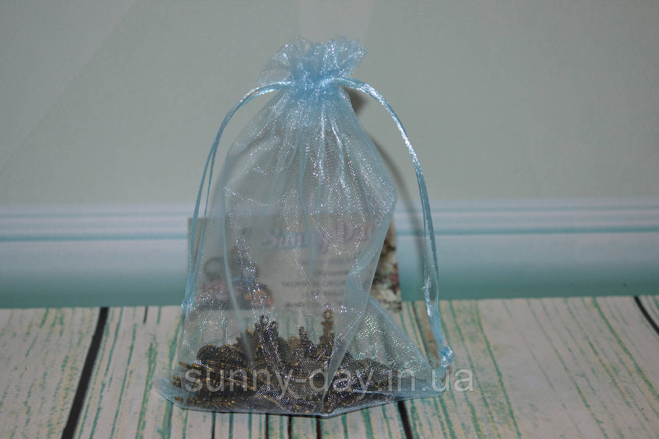 Мішечок з органзи, 16х11см, колір-блакитний, фото 1