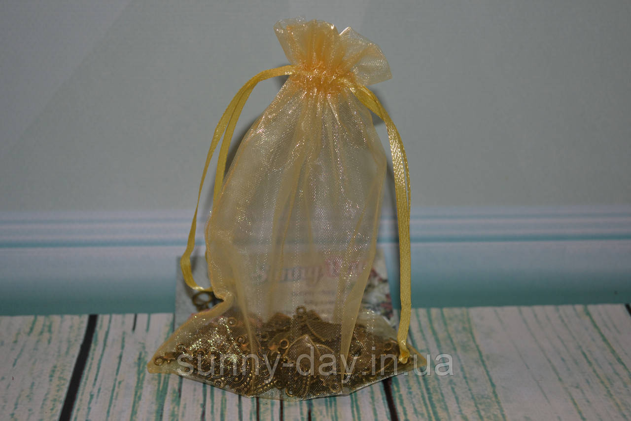 Мішечок з органзи, 16х11см, колір — гірчичний, фото 1
