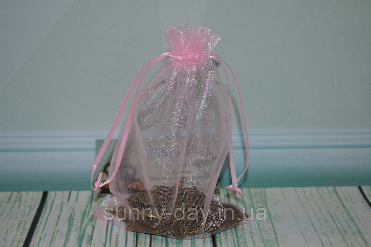 Мішечок з органзи 16х11см колір - рожевий, фото 1