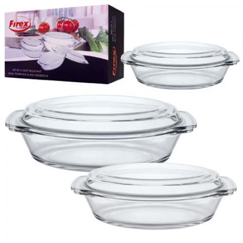 Набір скляних каструль Firex 236736, 3 шт, фото 1