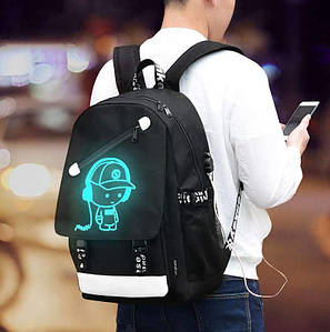 Рюкзак шкільний міський Senkey&Style портфель з хлопчиком, що світиться чорний Код 10-7120
