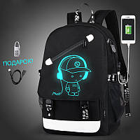 Светящийся городской рюкзак Senkey&Style школьный портфель с мальчиком черный Код 10-7148