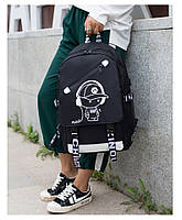 Светящийся городской рюкзак Senkey&Style школьный портфель с мальчиком черный Код 10-7172