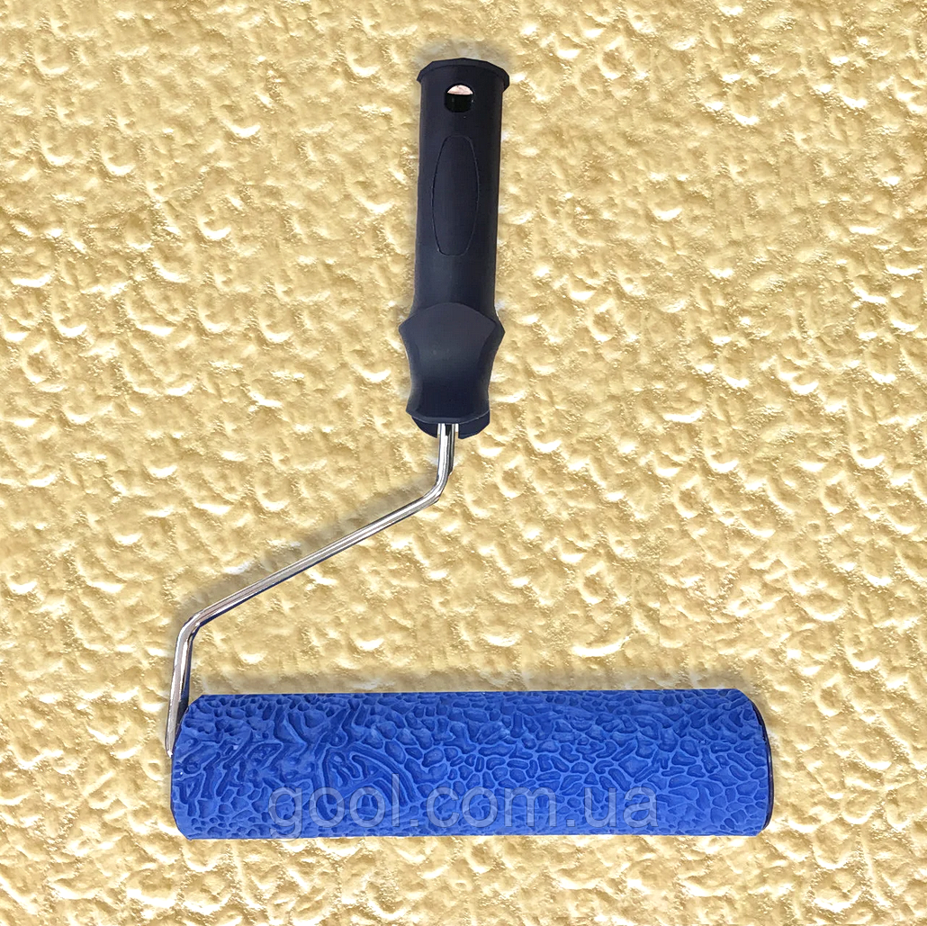 Валик з ручкою структурний декоративний АМЕРИКАНКА БУЛЬБАШКИ гумовий 60х180мм для шпаклівки штукатурки, фото 1