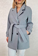 Пальто пиджак женское кашемировое под пояс RASLOV 321 голубой