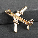Брошка "Літак", колір: золото, фото 3