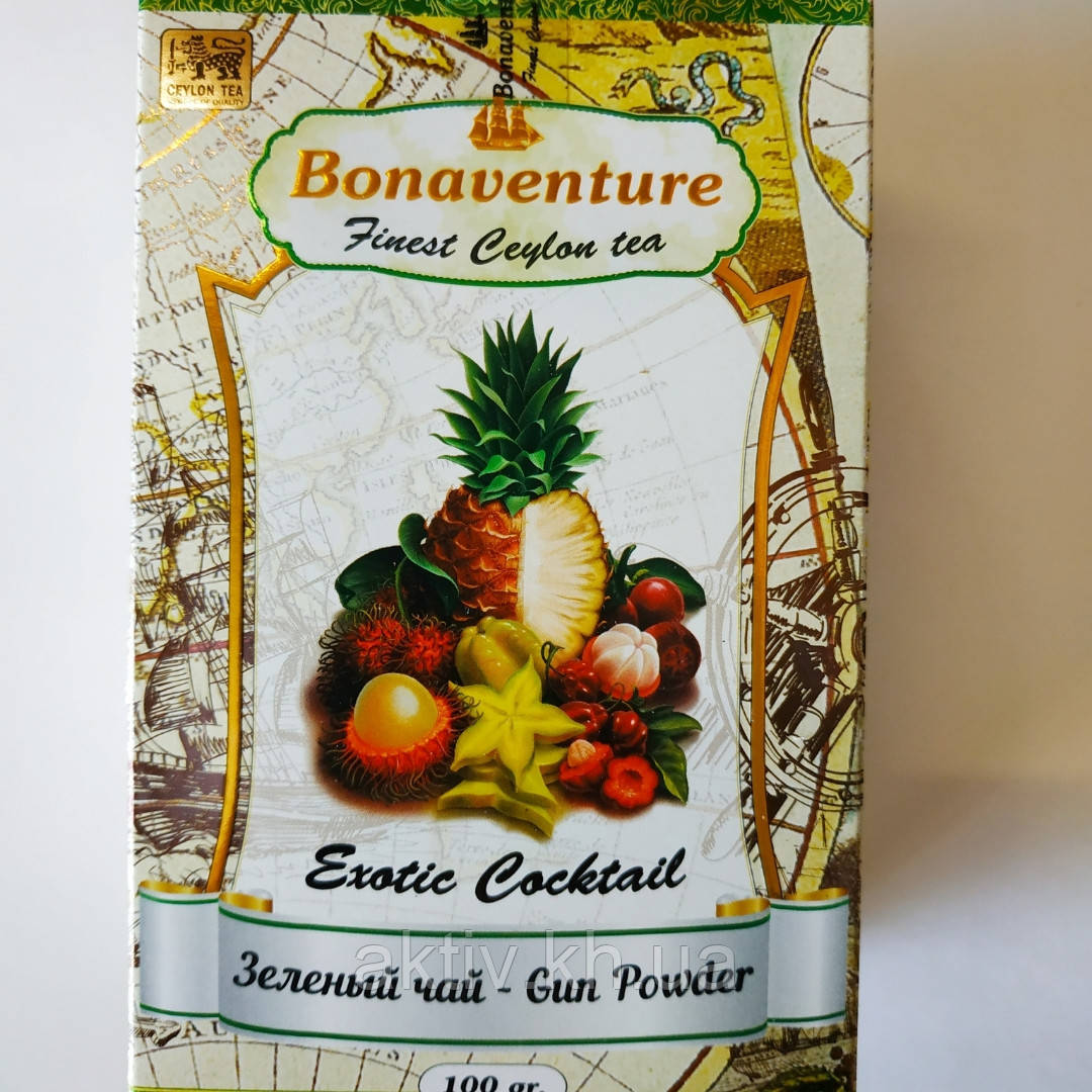 Чай зелений Bonaventure "Exotic cocktail" Екзотичний коктейль 100 грамів