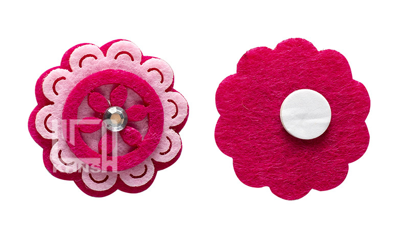 Клейовий декор на липучці "Квітка з стразой" D 40 мм,рожевий