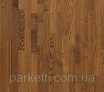 Паркетна дошка Focus Floor Ясен Kalahari 3-смуговий, легкий браш, темно-коричневий матовий лак, фото 1