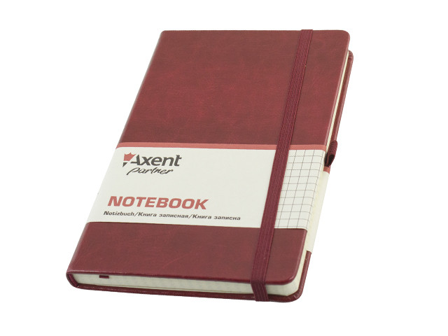 Блокнот A5 96арк. кліт. карт. "Partner Lux" бордов.№8202-05-A/Axent/(18), фото 1