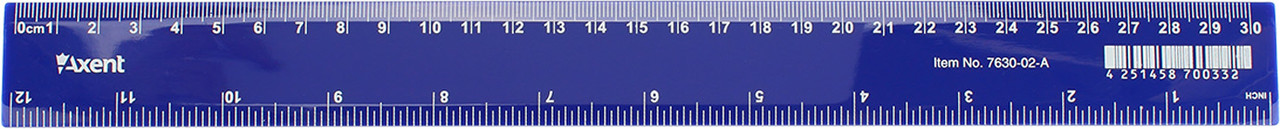 Лінійка пласт. 30см "Axent" синя кульк.руч №7630-02-А(50)