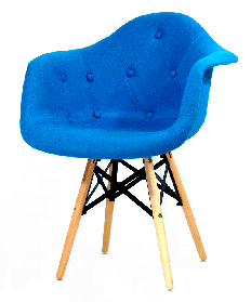 Крісло Leon Soft-XXL вовна синій W-5 дерев'яні букові ніжки з перемичками Eames DAW armchair