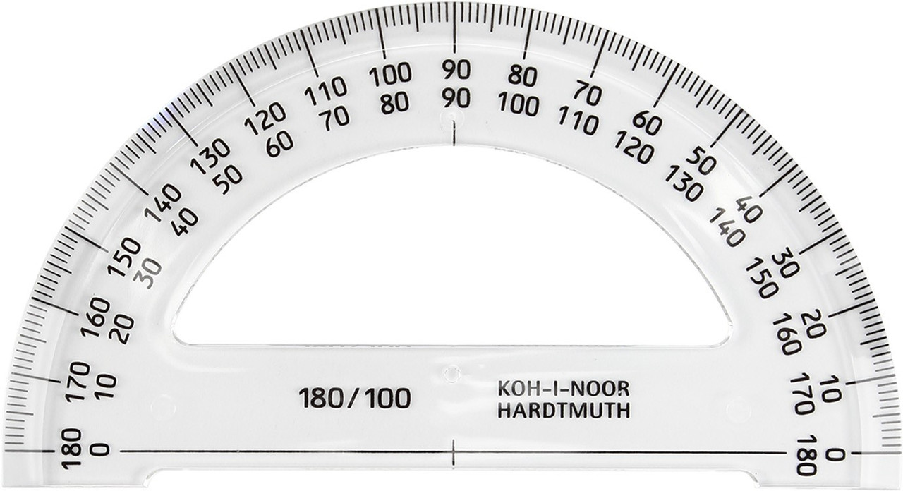 Транспортир пласт. прозор. "Koh-i-noor" безкольор. 180/100 №746168(50)