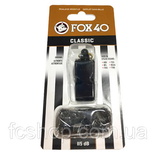 Свисток зі шнурком на руку FOX 40 Classic Whistle Official 9908-0008, Чорний, Розмір (EU) — 1SIZE