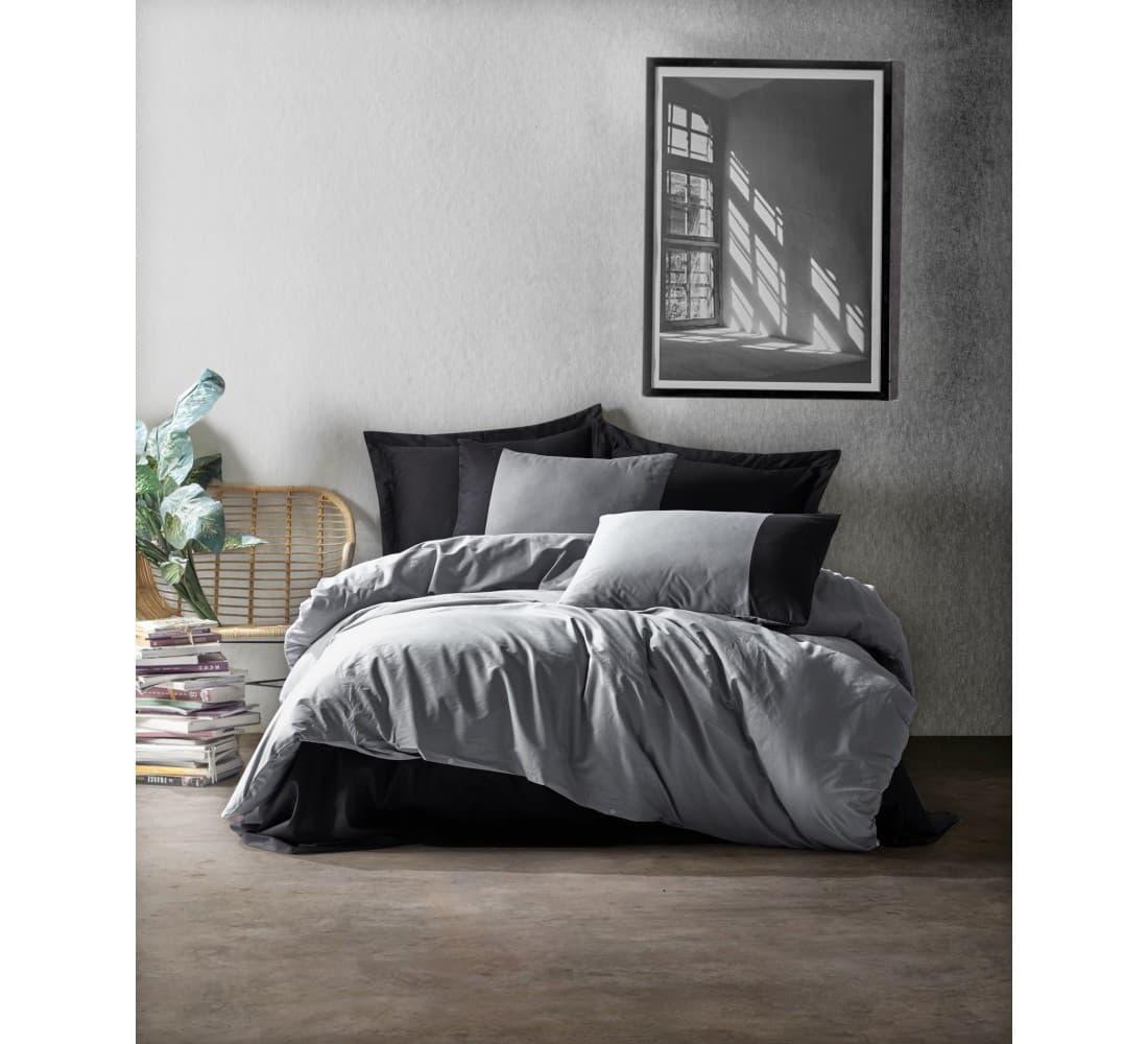 Постільна білизна Cotton Box PLAIN GRI SIYAH двоспальний євро