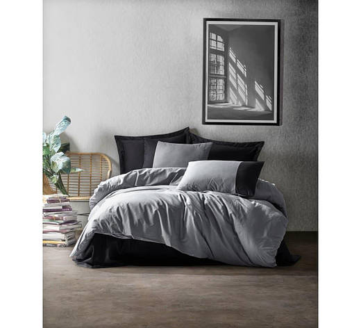 Постільна білизна Cotton Box PLAIN GRI SIYAH двоспальний євро, фото 1