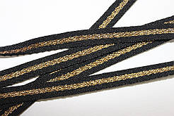 Тесьма Стрічка кіперна 10мм чорний+1п золото бобіна 50м