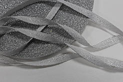 Тесьма Стрічка кіперна 10мм білий+срібло бобіна 50м