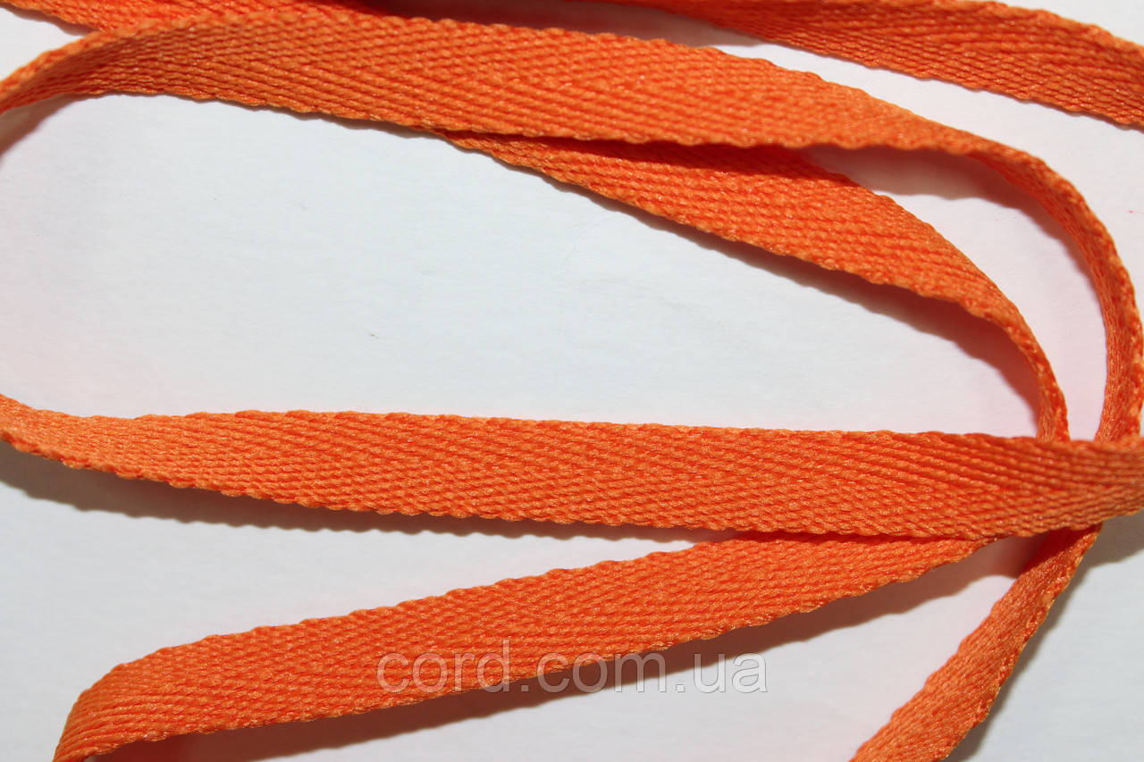 Тесьма Стрічка кіперна 10мм помаранчевий бобіна 50м, фото 1