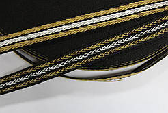 Тесьма Стрічка кіперна 15мм чорний+2п бежевий+1п білий бобіна 50м