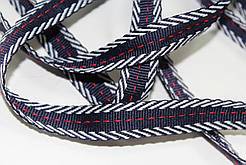 Тесьма Стрічка кіперна 15мм синій+2п білий+1п червоний бобіна 50м