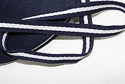 Тесьма Стрічка кіперна 15мм синій+1п білий бобіна 50м