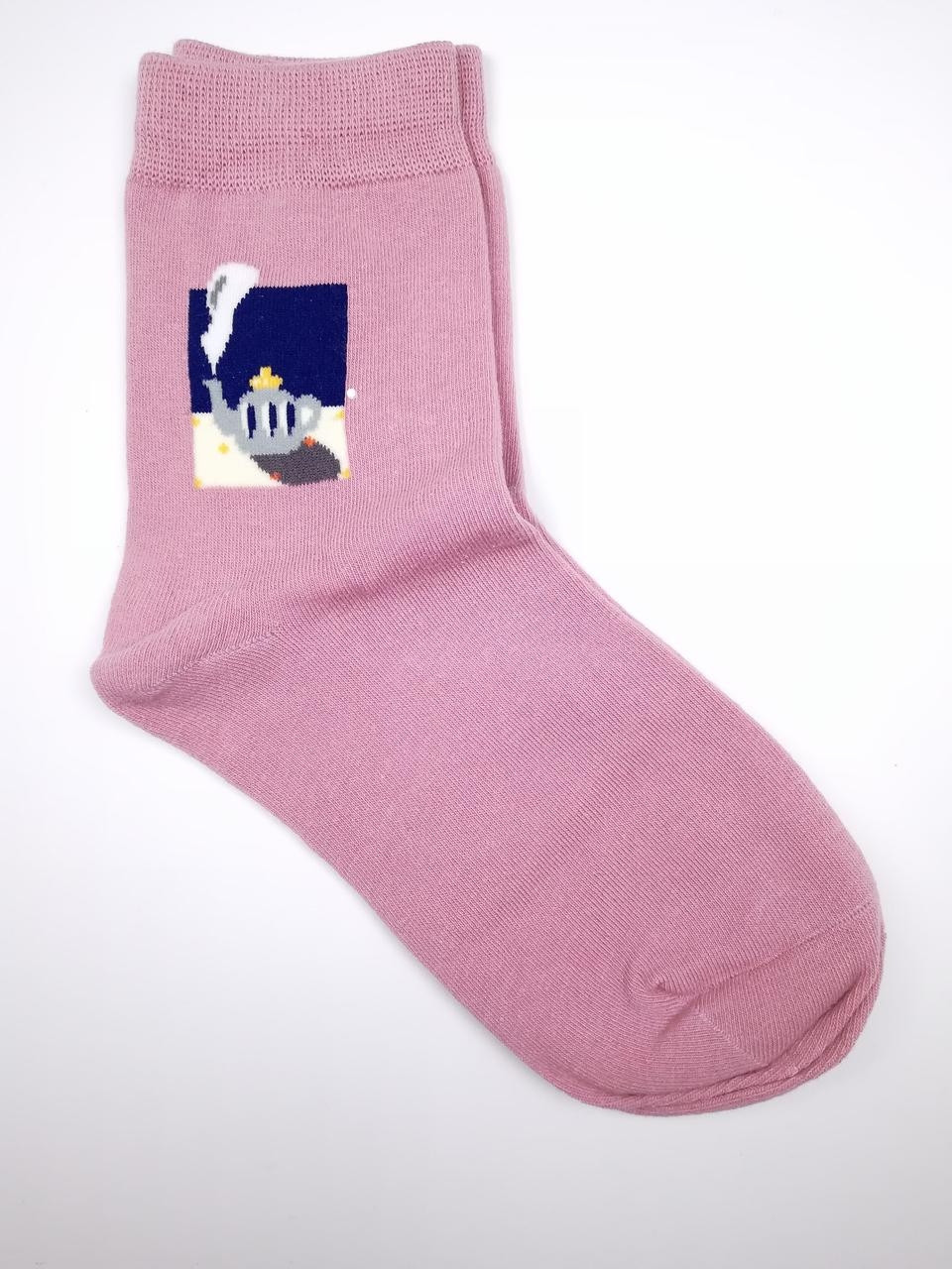 Жіночі прикольні шкарпетки кольору пудра з принтом "Чайник"