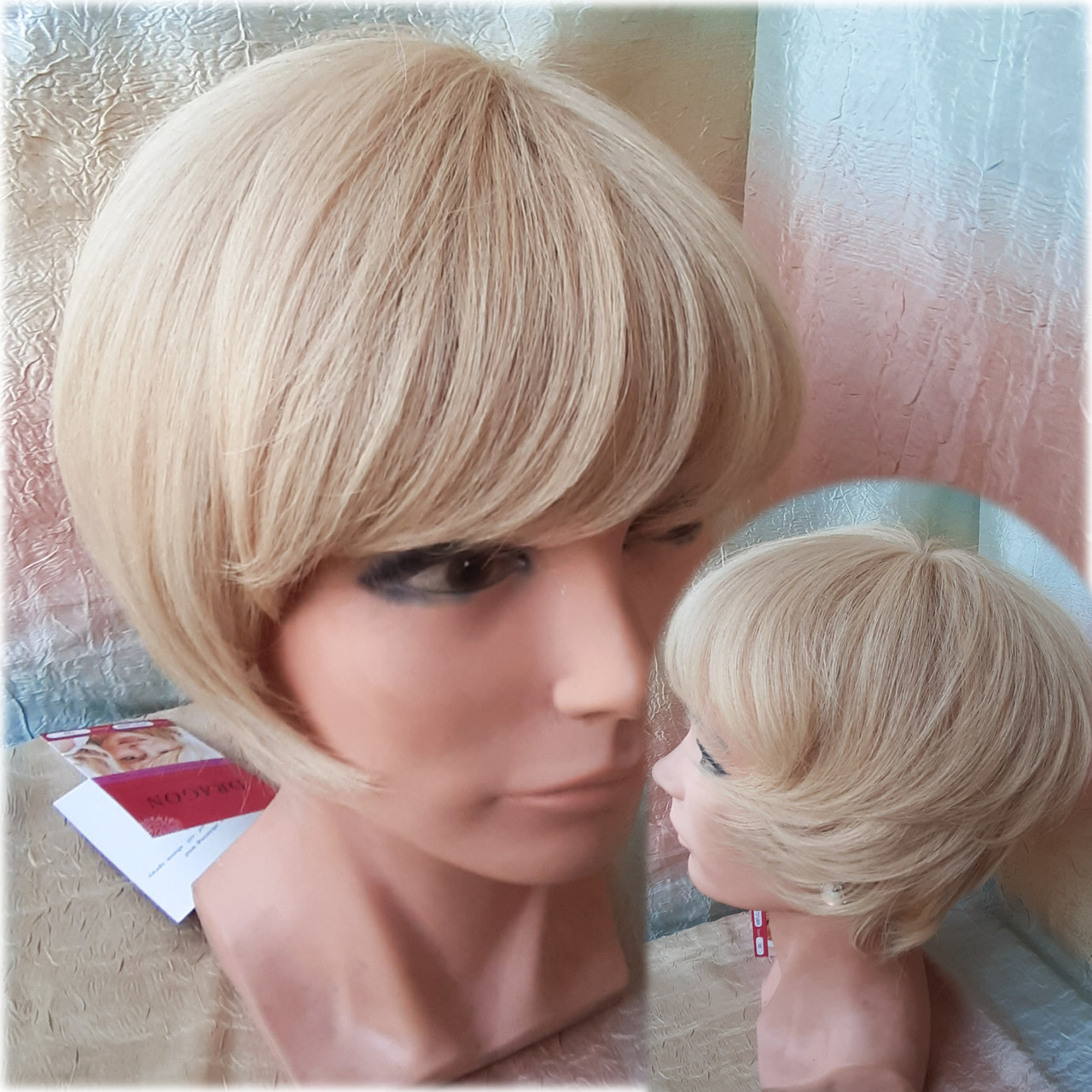 Перуки з натуральних волосся боб-каре платиновий блонд 1727HH - 60А, фото 1