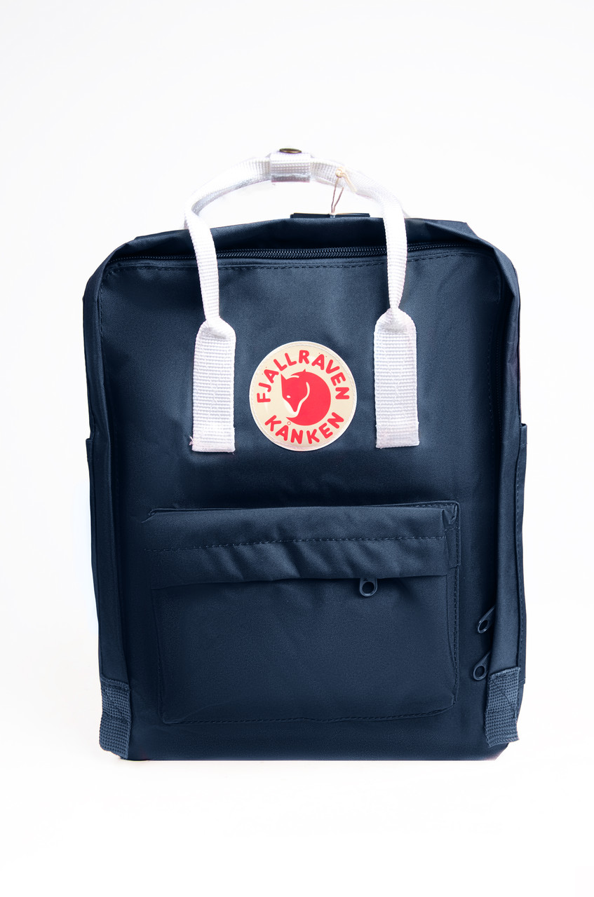 Стильний рюкзак Fjallraven Kanken Classic 16 л з білими ручками, синій