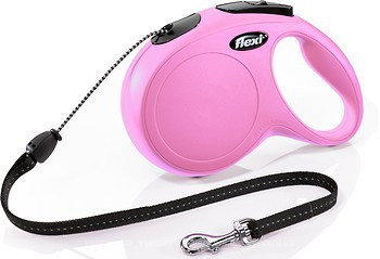 Рулетка-повідок FLEXI Classic M 8 м шнур до 20 кг (рожева)