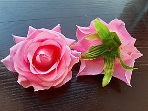 Троянда без хвостика, тканинна яскраво-рожевий 7 см