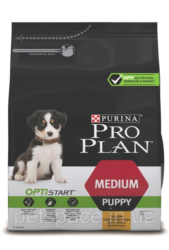 Корм Pro Plan Puppy Medium (Про План для цуценят середніх порід, курка з рисом), 12кг.