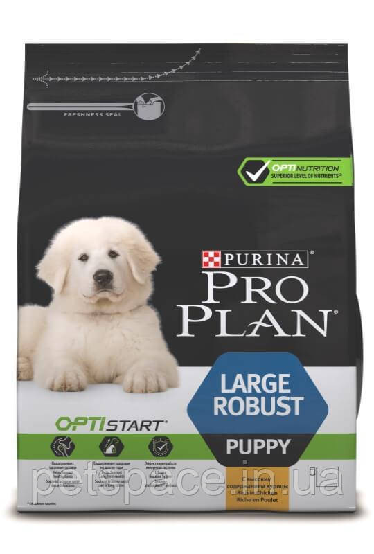 Корм Pro Plan Puppy LargeRobust (Про План для цуценят великих порід, курка з рисом), 12кг.