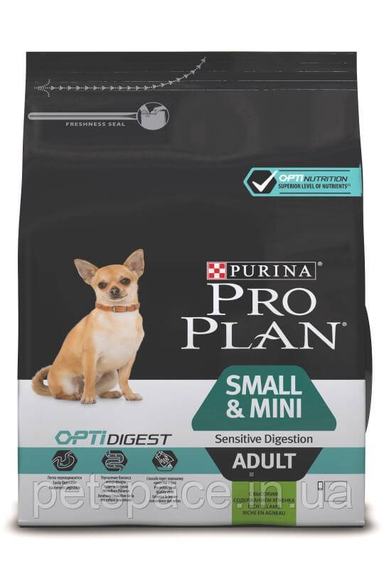 Корм Pro Plan Small&Mini Sens.Digestion (Про План для собак з чутливим травленням, ягня), 700г.