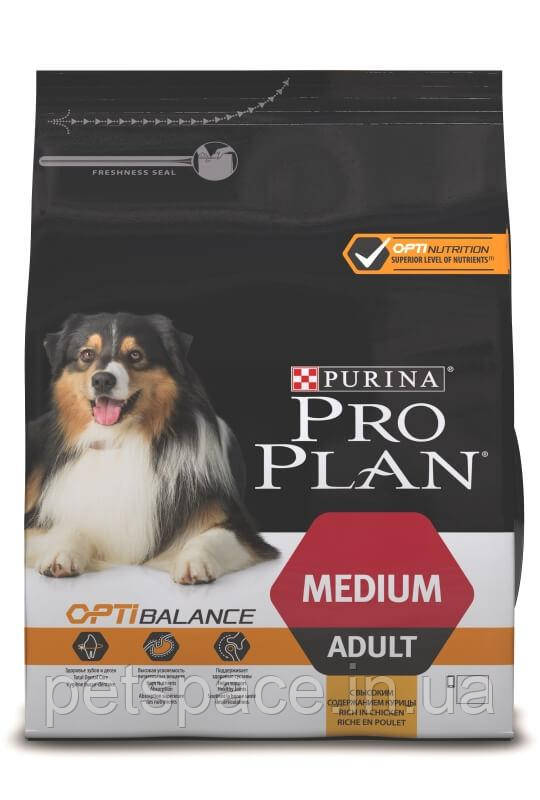 Корм Pro Plan Medium (Про План для дорослих собак середніх порід, курка з рисом), 14кг.