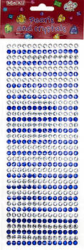 Перлини та стрази "Maxi" самоклеючі,сині та срібні №MX61605-12
