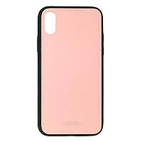 Чехол для iPhone X / XS стеклянный Glass Case розовый