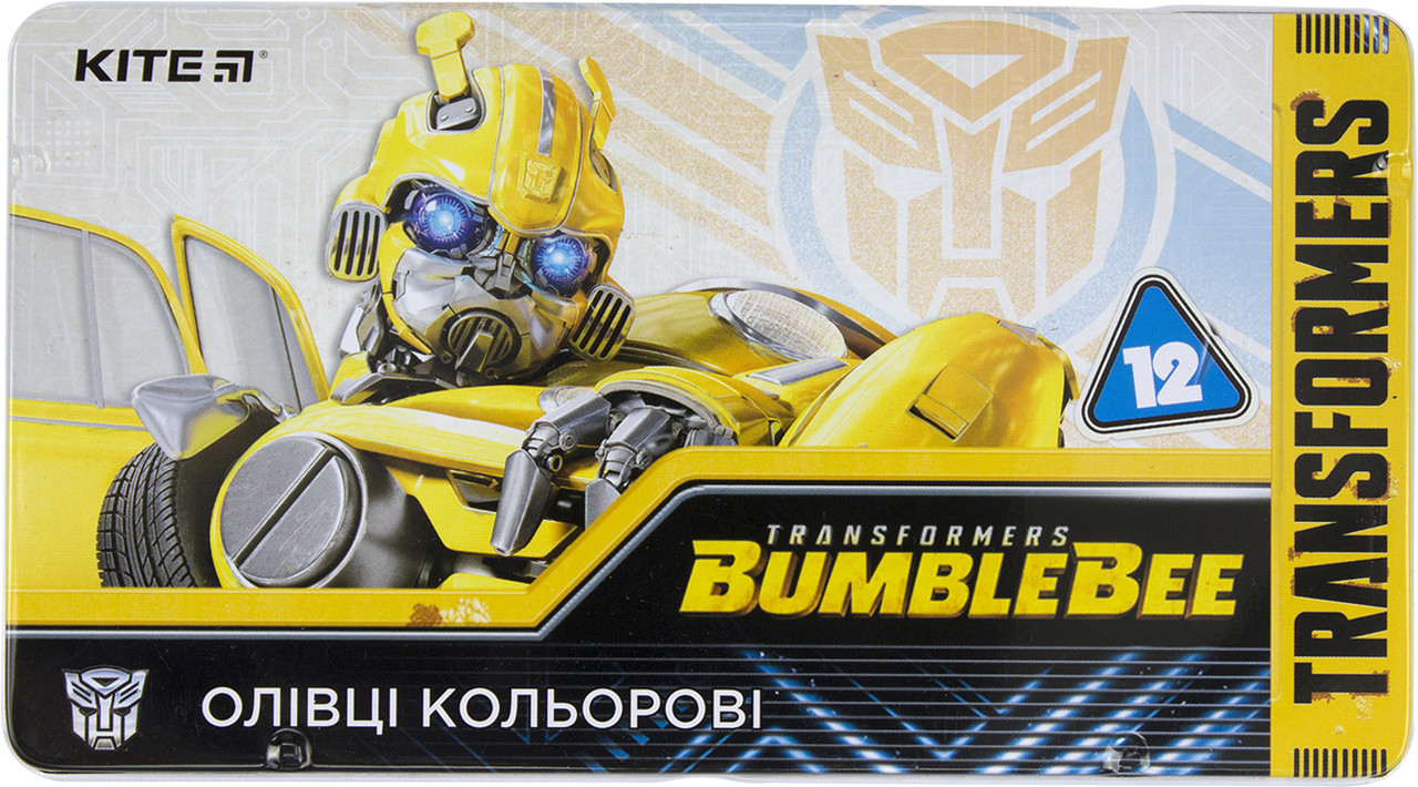 Олівці кольор. 12 кольор. №TF19-058 Transformers трикут.,метал. пенал(12)(120)