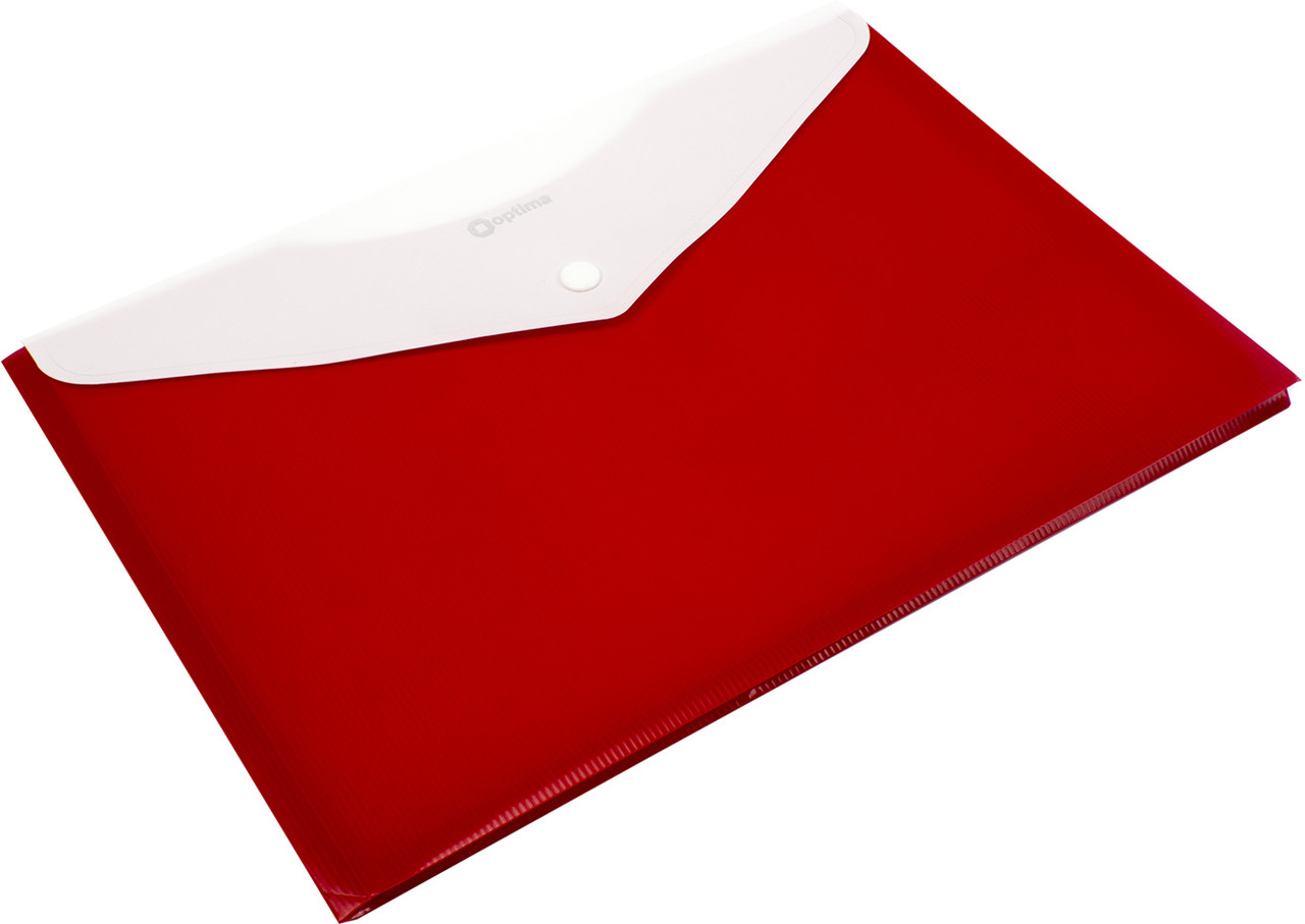 Папка-конверт "Optima" №O31315-03 A4 на кнопці червона,розш.(6)(120) - фото 1 - id-p1150358961